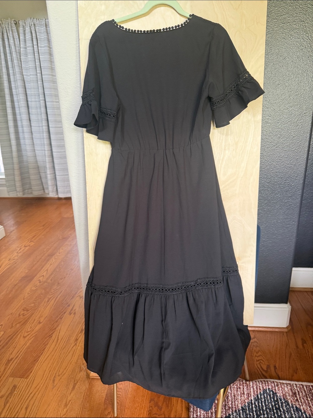 Grace Karin Black Midi Dress with Smocked Bodice - Picture 3 of 5